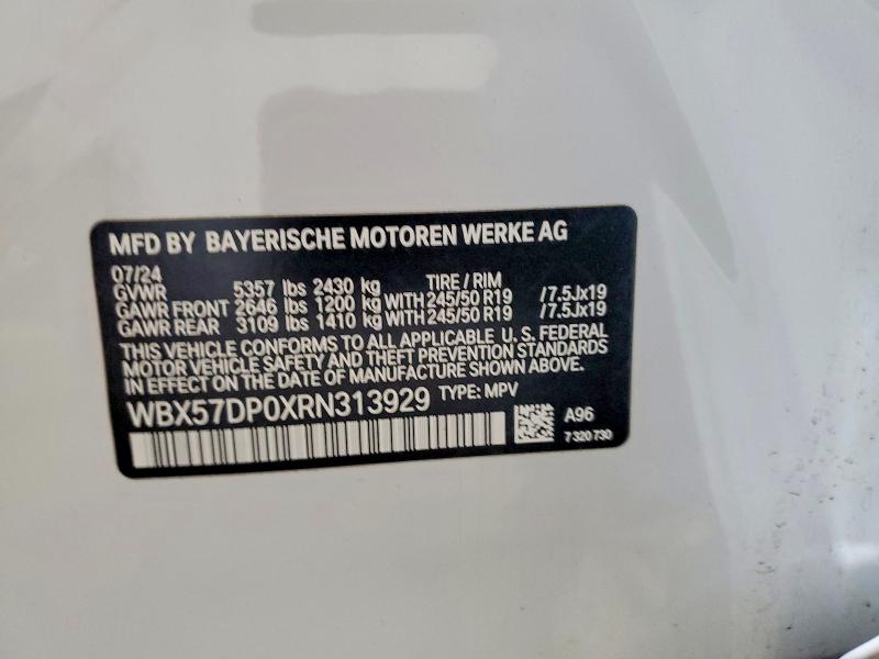 53358066 :رقم المزاد ، WBX57DP0XRN313929 vin ، 2024 Bmw X3 مزاد بيع