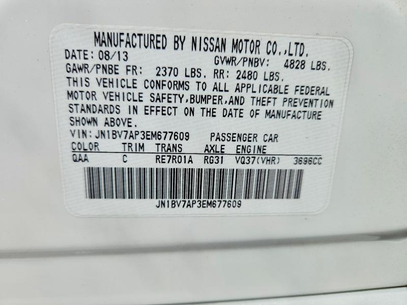 54197756 :رقم المزاد ، JN1BV7AP3EM677609 vin ، 2014 Infiniti Q50 مزاد بيع
