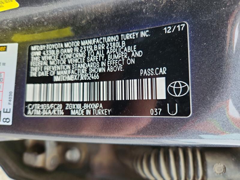 2018 Toyota C-hr მანქანა იყიდება აუქციონზე, vin: NMTKHMBX7JR052466, აუქციონის ნომერი: 52175216