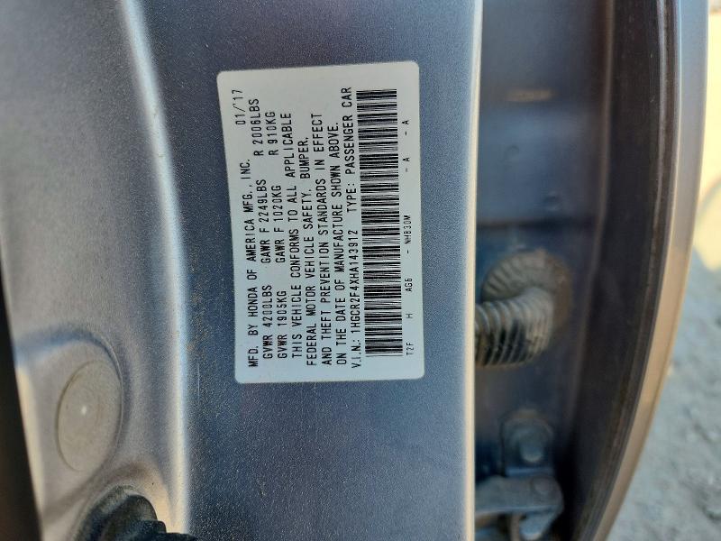 53403386 :رقم المزاد ، 1HGCR2F4XHA143912 vin ، 2017 Honda Accord مزاد بيع