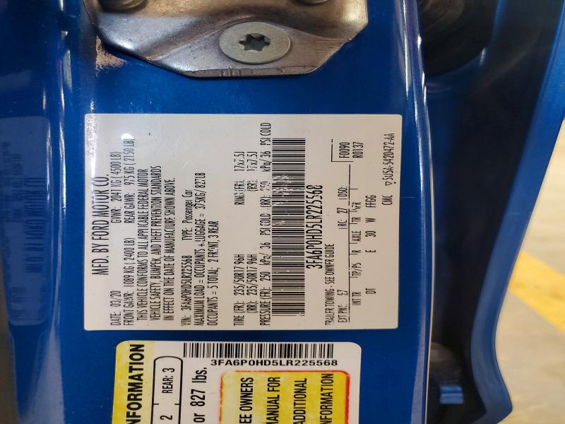 Продажа на аукционе авто 2020 Ford Fusion, vin: 3FA6P0HD5LR225568, номер лота: 55118106
