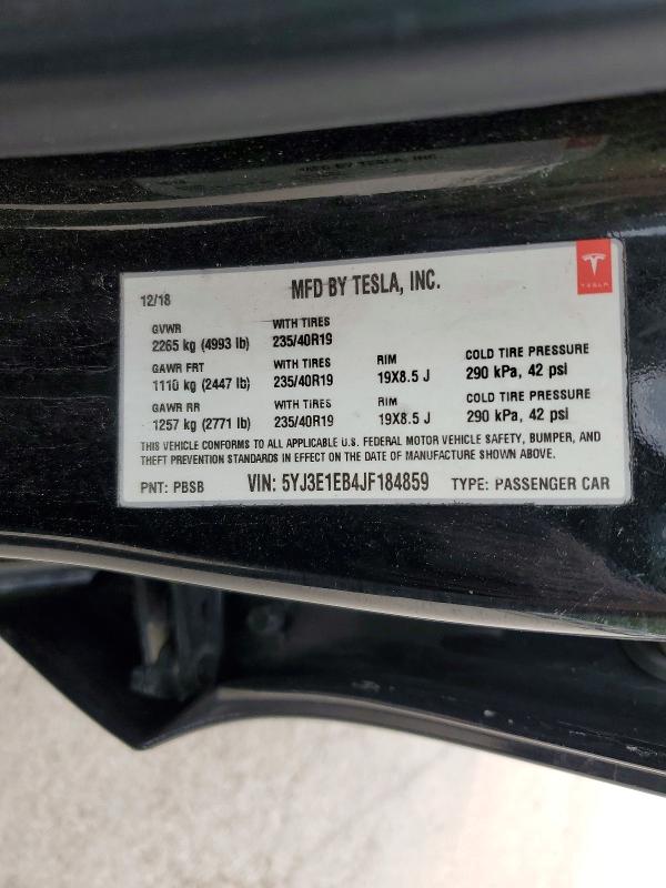 Продажа на аукционе авто 2018 Tesla Model 3, vin: 5YJ3E1EB4JF184859, номер лота: 53387786