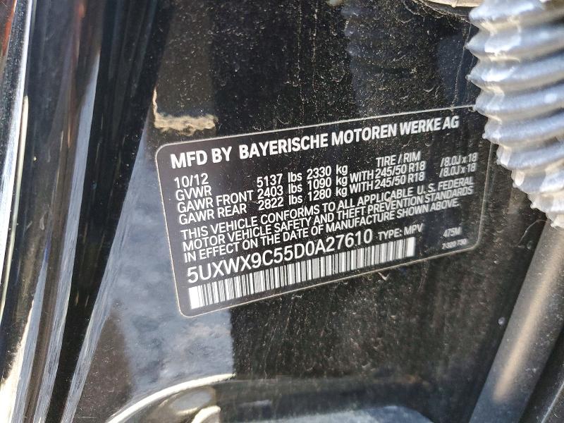 Aukcja sprzedaży 2013 Bmw X3, vin: 5UXWX9C55D0A27610, numer aukcji: 52847186