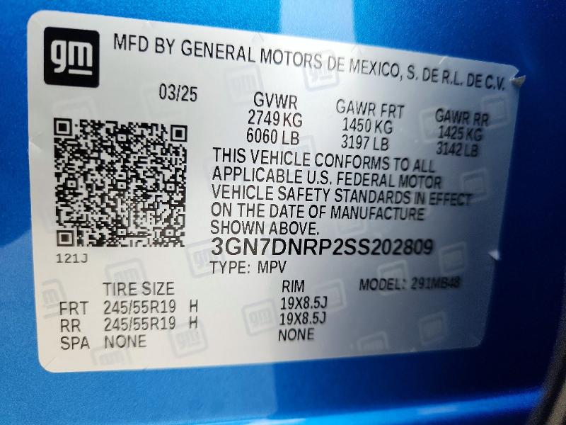 52503916 :رقم المزاد ، 3GN7DNRP2SS202809 vin ، 2025 Chevrolet Equinox مزاد بيع
