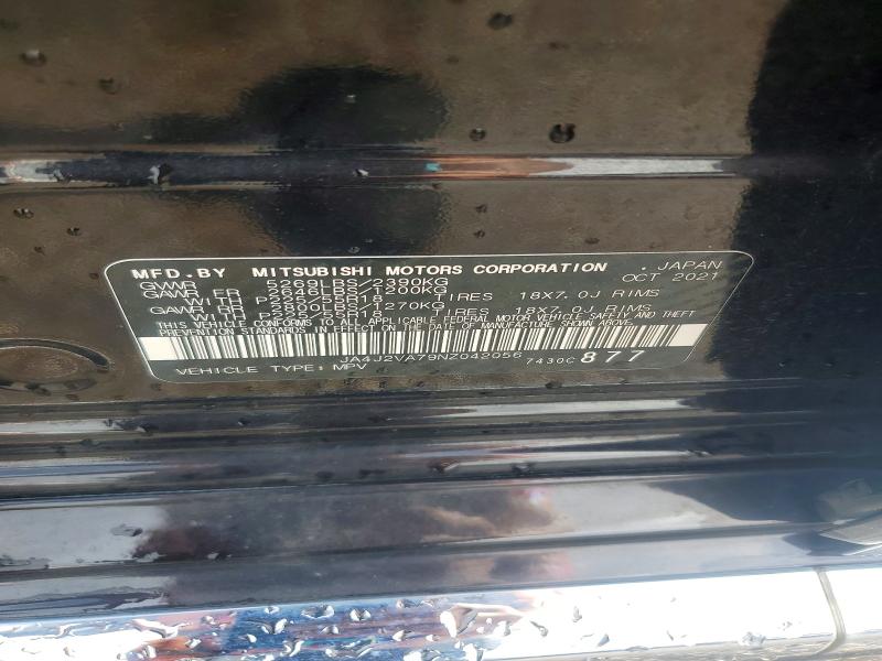 Aukcja sprzedaży 2022 Mitsubishi Outlander, vin: JA4J2VA79NZ042056, numer aukcji: 54810116