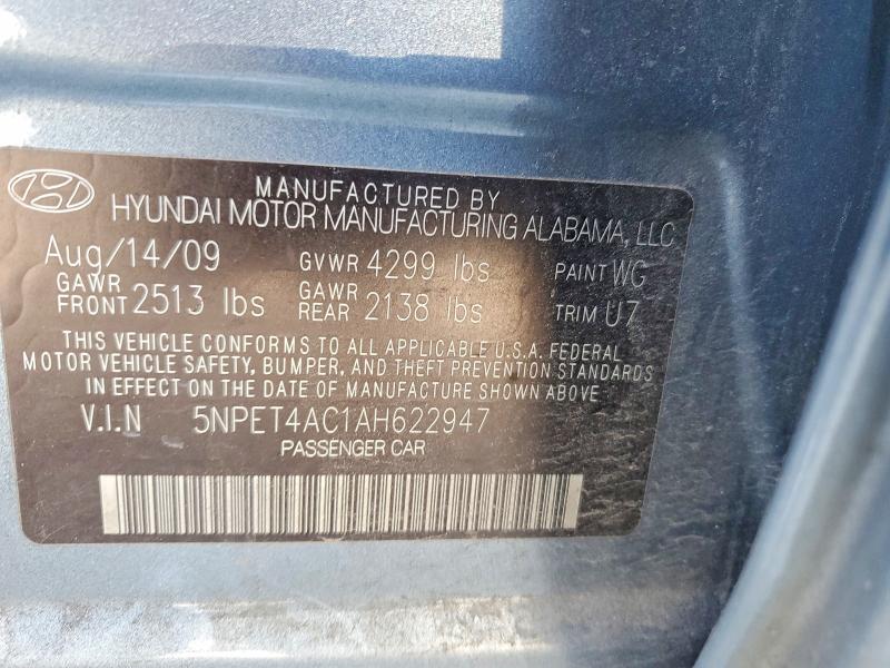 Aukcja sprzedaży 2010 Hyundai Sonata, vin: 5NPET4AC1AH622947, numer aukcji: 54312046