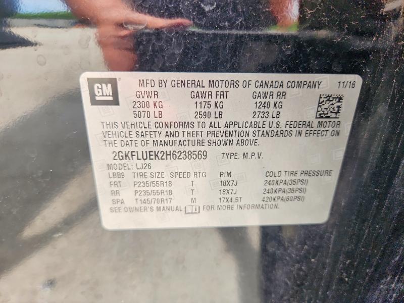 2017 Gmc Terrain მანქანა იყიდება აუქციონზე, vin: 2GKFLUEK2H6238569, აუქციონის ნომერი: 55031166