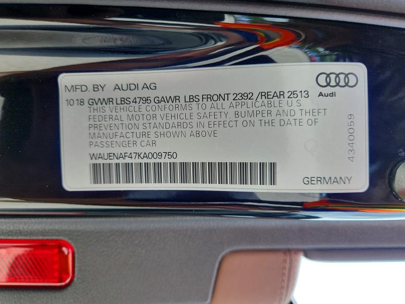 Aukcja sprzedaży 2019 Audi A4, vin: WAUENAF47KA009750, numer aukcji: 52883266