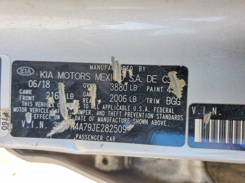 54775266 :رقم المزاد ، 3KPFK4A79JE282509 vin ، 2018 Kia Forte مزاد بيع