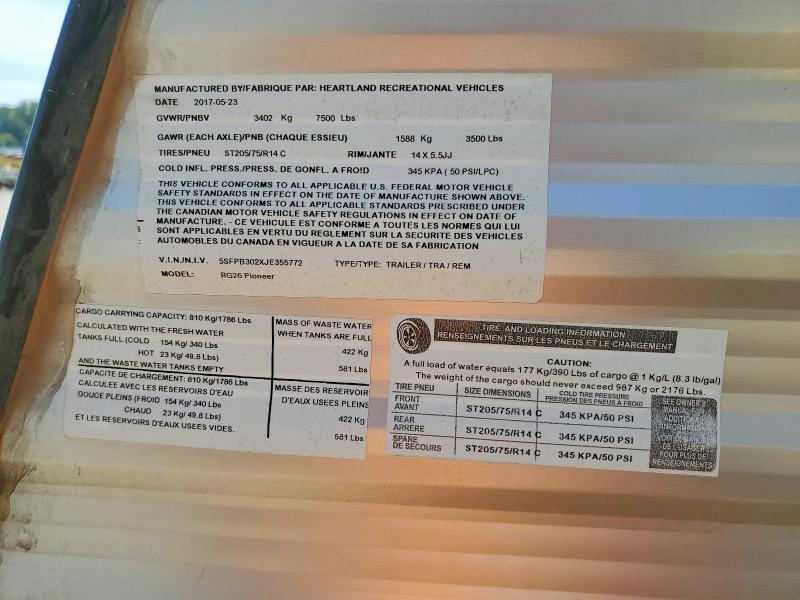 Aukcja sprzedaży 2018 Heartland Pioneer, vin: 5SFPB302XJE355772, numer aukcji: 53033486