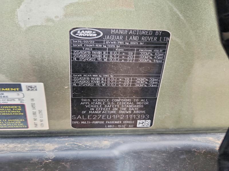 Продаж на аукціоні авто 2023 Land Rover Defender, vin: SALE27EU1P2111393, номер лоту: 52330666