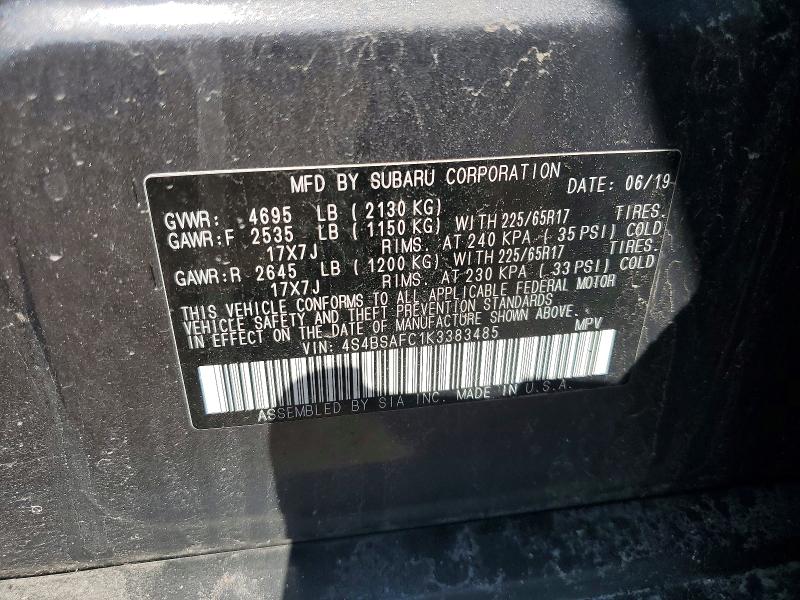 Aukcja sprzedaży 2019 Subaru Outback, vin: 4S4BSAFC1K3383485, numer aukcji: 54551986