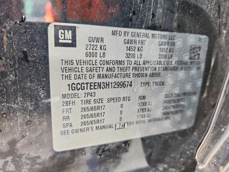 48956646 :رقم المزاد ، 1GCGTEEN3H1299674 vin ، 2017 Chevrolet Colorado مزاد بيع