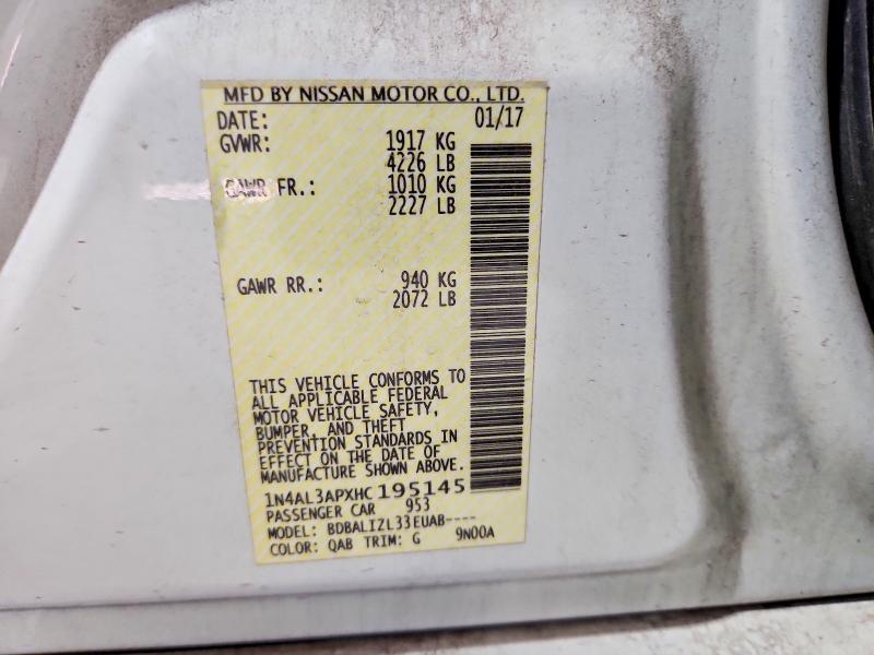 Продажа на аукционе авто 2017 Nissan Altima, vin: 1N4AL3APXHC195145, номер лота: 53083526