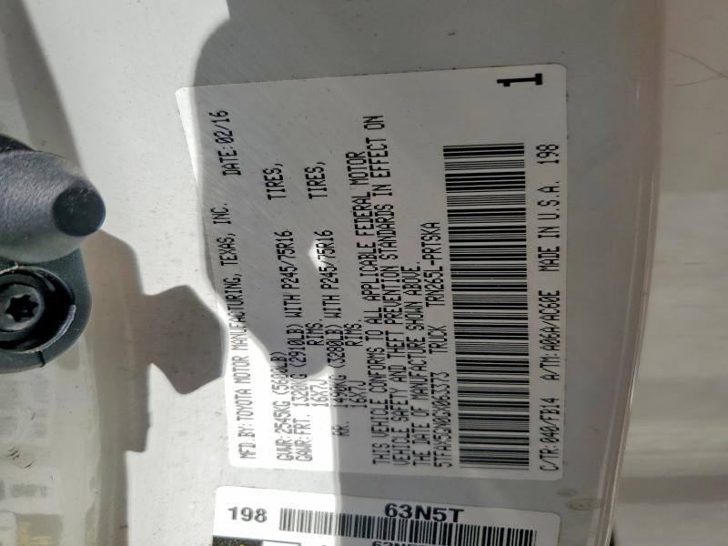52497346 :رقم المزاد ، 5TFAX5GN0GX063373 vin ، 2016 Toyota Tacoma مزاد بيع