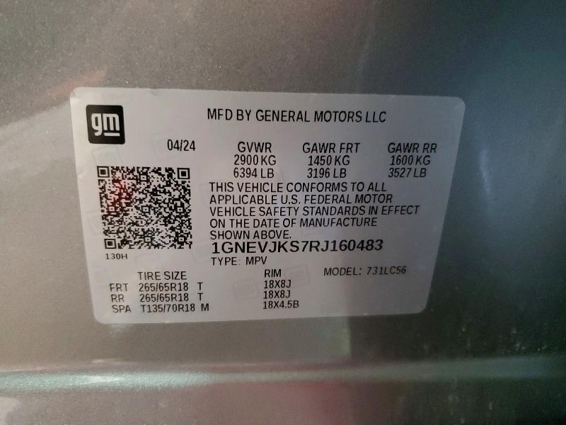 Продажа на аукционе авто 2024 Chevrolet Traverse, vin: 1GNEVJKS7RJ160483, номер лота: 52402786
