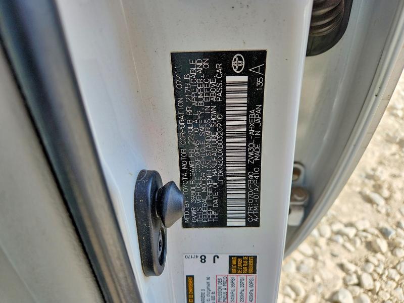Продаж на аукціоні авто 2011 Toyota Prius, vin: JTDKN3DUXB0320910, номер лоту: 54518686