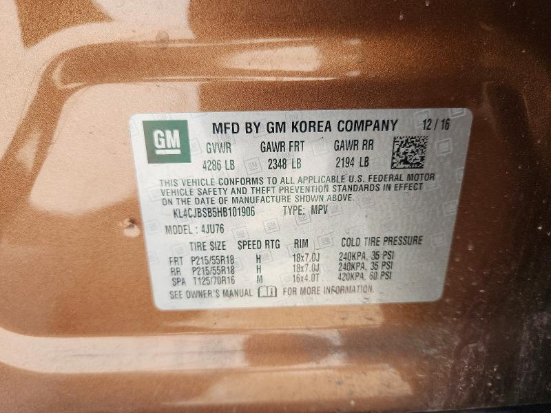 Aukcja sprzedaży 2017 Buick Encore, vin: KL4CJBSB5HB101906, numer aukcji: 53217666