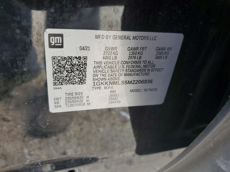 53348626 :رقم المزاد ، 1GKKNMLS5MZ206936 vin ، 2021 Gmc Acadia مزاد بيع