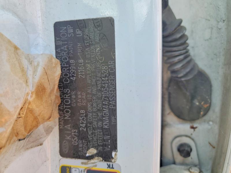 2013 Kia Optima მანქანა იყიდება აუქციონზე, vin: KNAGM4A71D5414528, აუქციონის ნომერი: 54310326