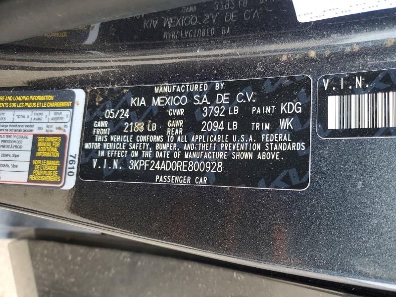 Продаж на аукціоні авто 2024 Kia Forte, vin: 3KPF24AD0RE800928, номер лоту: 53027186