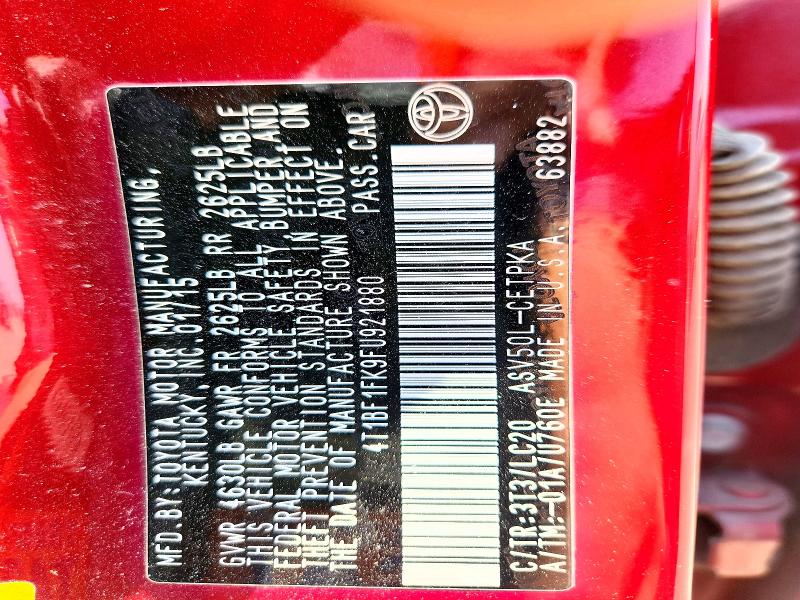 2015 Toyota Camry მანქანა იყიდება აუქციონზე, vin: 4T1BF1FK9FU921880, აუქციონის ნომერი: 54807996