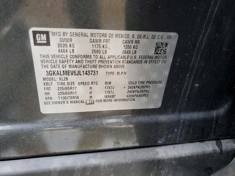 Aukcja sprzedaży 2018 Gmc Terrain, vin: 3GKALMEV6JL143731, numer aukcji: 54787726