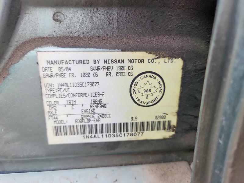 Aukcja sprzedaży 2005 Nissan Altima, vin: 1N4AL11D35C178077, numer aukcji: 55340436