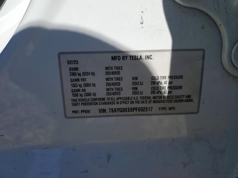Продаж на аукціоні авто 2023 Tesla Model Y, vin: 7SAYGDEE8PF692517, номер лоту: 53980366