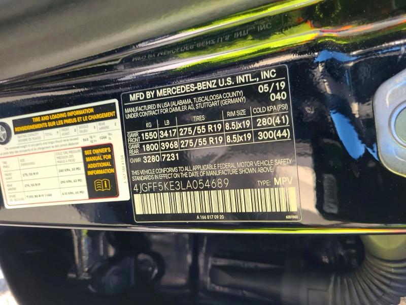 Aukcja sprzedaży 2020 Mercedes-benz Gls, vin: 4JGFF5KE3LA054689, numer aukcji: 54858666