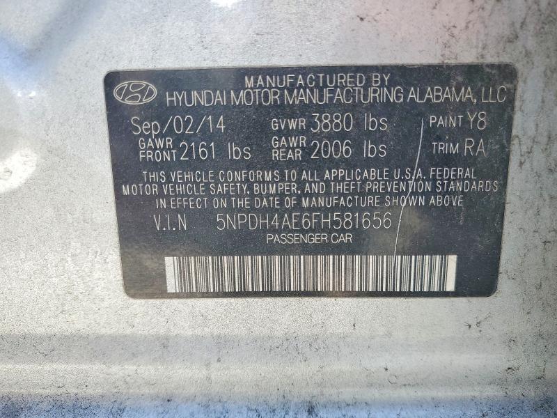 2015 Hyundai Elantra მანქანა იყიდება აუქციონზე, vin: 5NPDH4AE6FH581656, აუქციონის ნომერი: 52449636