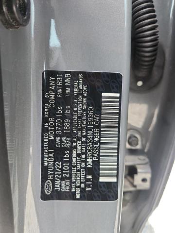 54809156 :رقم المزاد ، KMHRC8A34NU169360 vin ، 2022 Hyundai Venue مزاد بيع