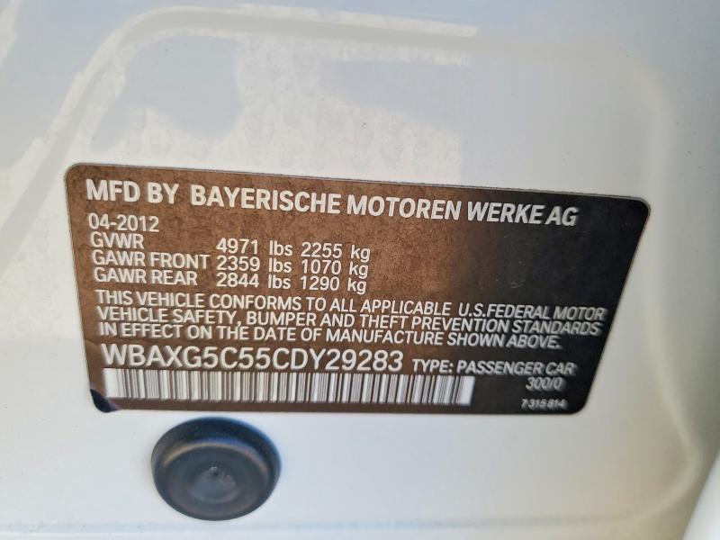Продаж на аукціоні авто 2012 Bmw 528, vin: WBAXG5C55CDY29283, номер лоту: 52529426