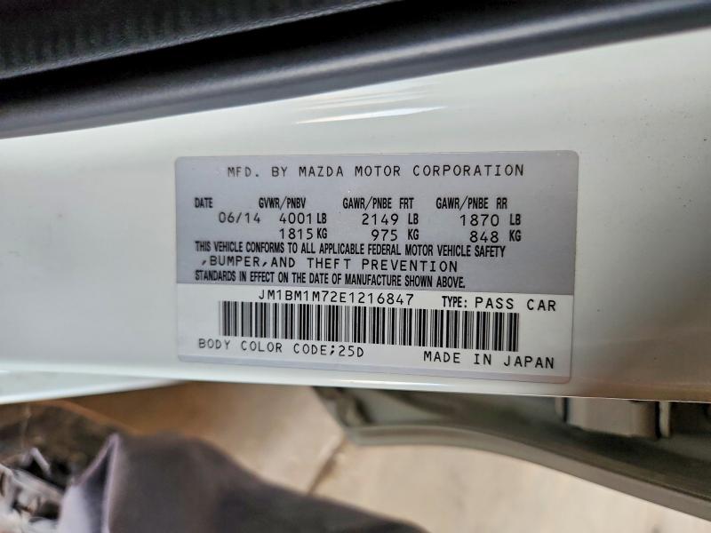 53736796 :رقم المزاد ، JM1BM1M72E1216847 vin ، 2014 Mazda 3 مزاد بيع