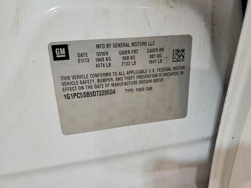 51920086 :رقم المزاد ، 1G1PC5SB9D7228604 vin ، 2013 Chevrolet Cruze مزاد بيع
