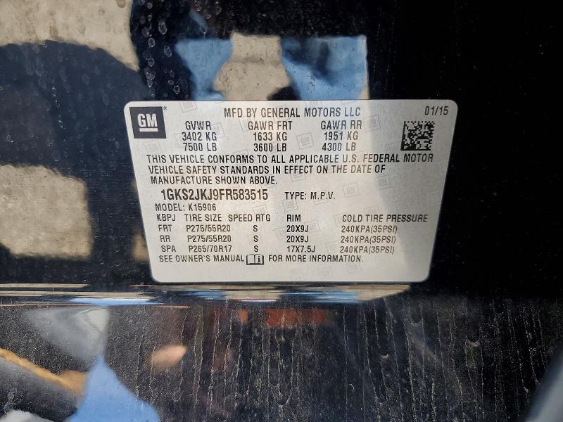53088016 :رقم المزاد ، 1GKS2JKJ9FR583515 vin ، 2015 Gmc Yukon Xl مزاد بيع