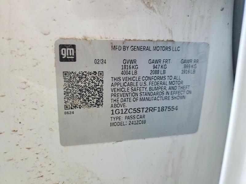 Aukcja sprzedaży 2024 Chevrolet Malibu, vin: 1G1ZC5ST2RF187554, numer aukcji: 52849936