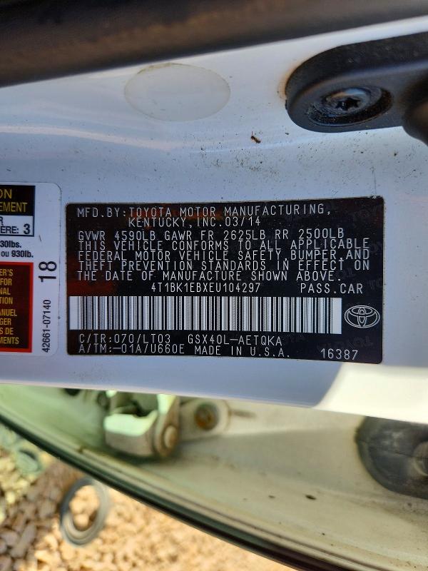 2014 Toyota Avalon მანქანა იყიდება აუქციონზე, vin: 4T1BK1EBXEU104297, აუქციონის ნომერი: 53711096