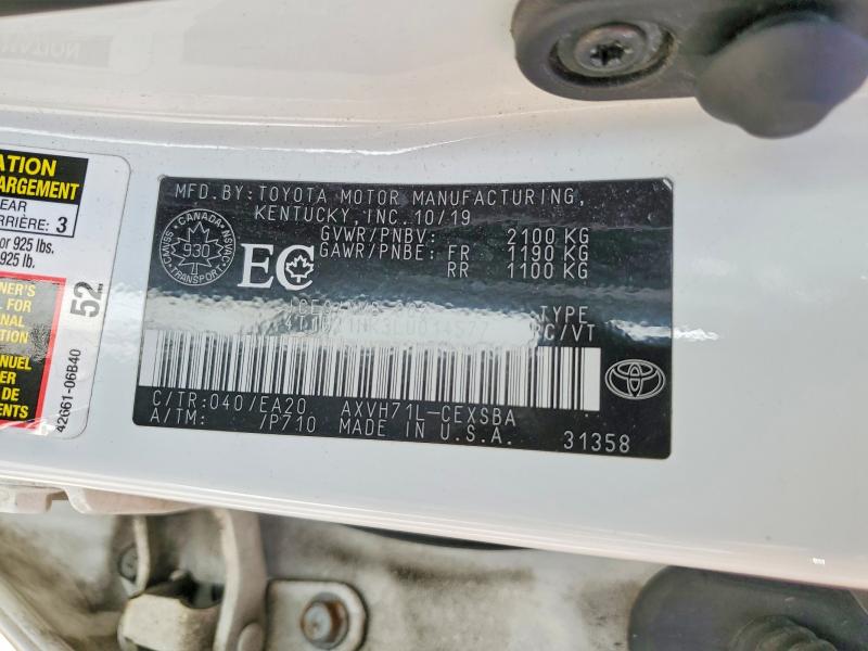 2020 Toyota Camry Hybrid მანქანა იყიდება აუქციონზე, vin: 4T1B21HK3LU014577, აუქციონის ნომერი: 55195286