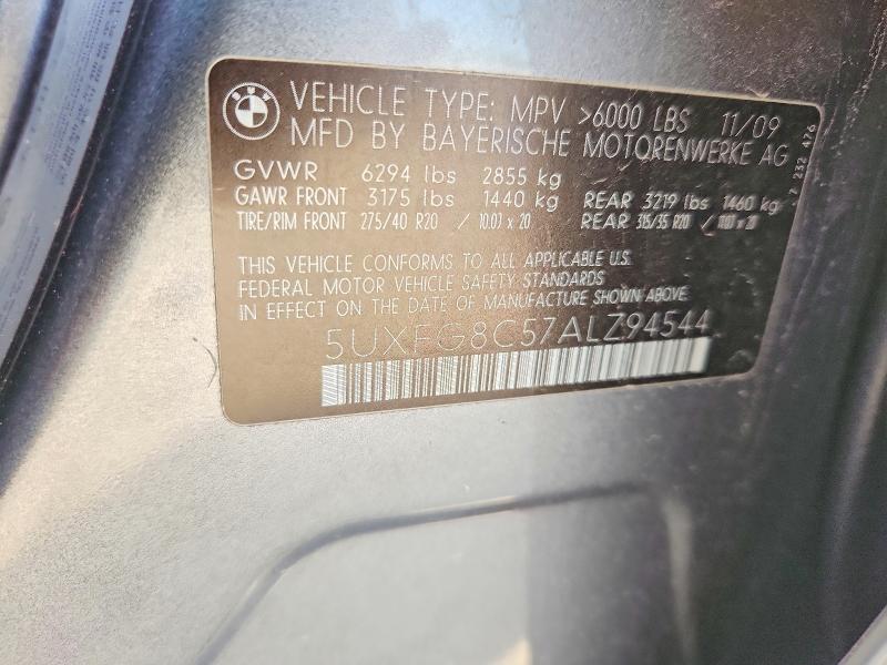 Продаж на аукціоні авто 2010 Bmw X6, vin: 5UXFG8C57ALZ94544, номер лоту: 53754306