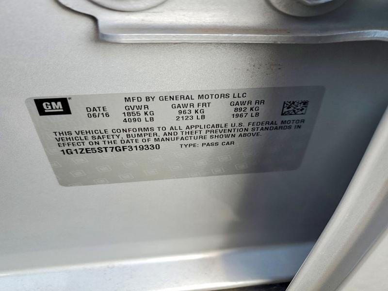 Продаж на аукціоні авто 2016 Chevrolet Malibu, vin: 1G1ZE5ST7GF319330, номер лоту: 54002086