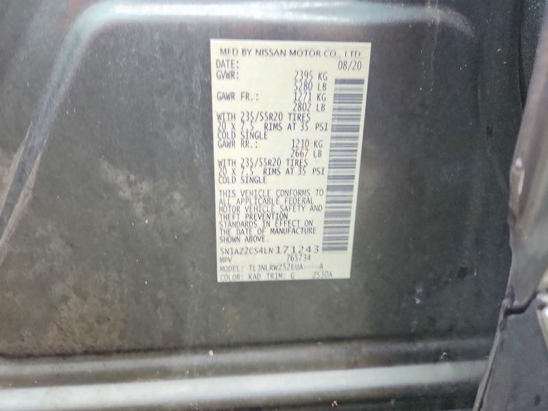 2020 Nissan Murano მანქანა იყიდება აუქციონზე, vin: 5N1AZ2CS4LN171243, აუქციონის ნომერი: 52924316