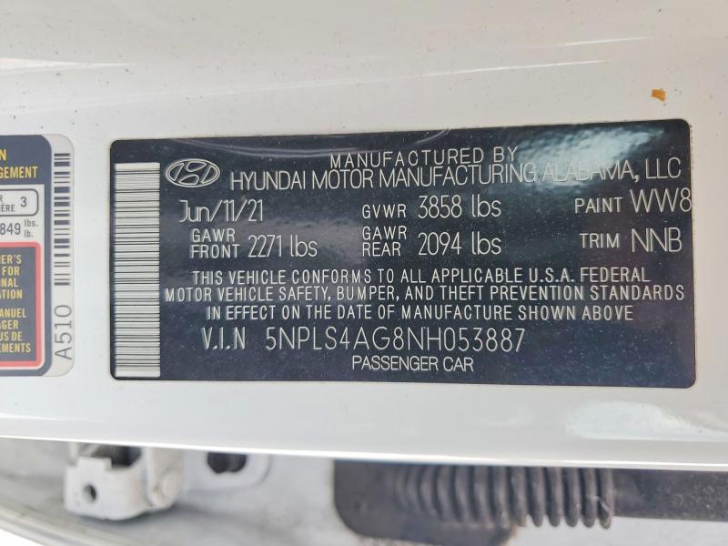 Продаж на аукціоні авто 2022 Hyundai Elantra, vin: 5NPLS4AG8NH053887, номер лоту: 53064536