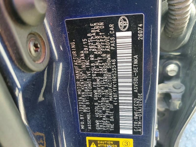 53466756 :رقم المزاد ، 4T4BF1FK1GR525546 vin ، 2016 Toyota Camry مزاد بيع