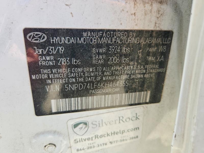 Продажа на аукционе авто 2019 Hyundai Elantra, vin: 5NPD74LF6KH464355, номер лота: 52526276
