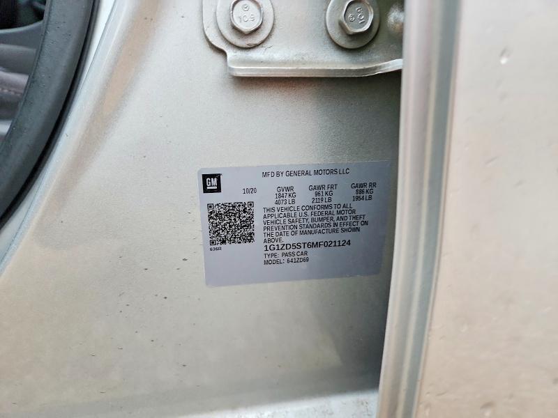 Продаж на аукціоні авто 2021 Chevrolet Malibu, vin: 1G1ZD5ST6MF021124, номер лоту: 52604216