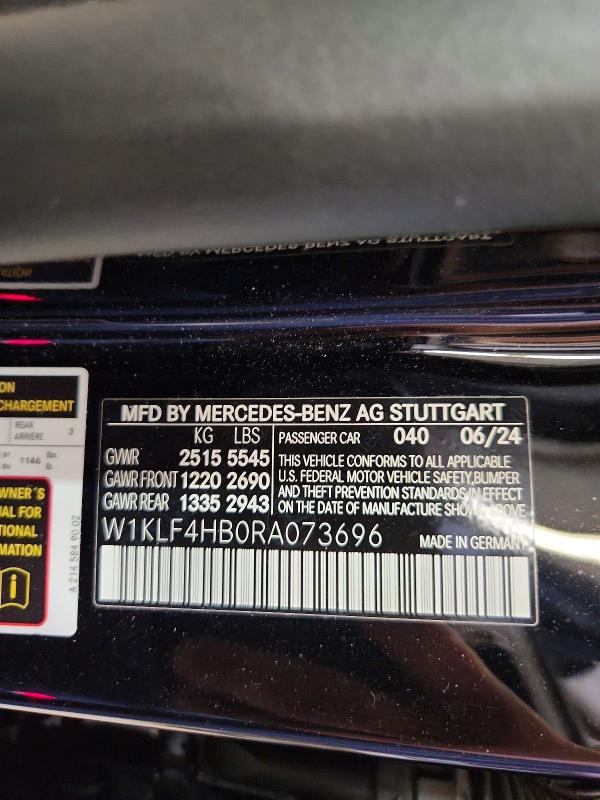 Продажа на аукционе авто 2024 Mercedes-benz E, vin: W1KLF4HB0RA073696, номер лота: 54863046