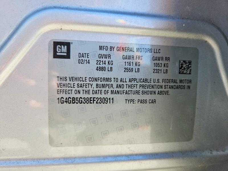 Aukcja sprzedaży 2014 Buick Lacrosse, vin: 1G4GB5G38EF230911, numer aukcji: 52012126