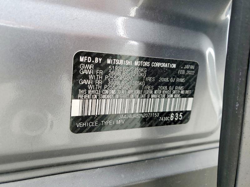 Aukcja sprzedaży 2022 Mitsubishi Outlander, vin: JA4J4UA82NZ071153, numer aukcji: 51881166
