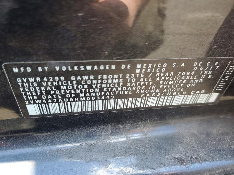 53619376 :رقم المزاد ، 3VW447AU9HM063443 vin ، 2017 Volkswagen Gti مزاد بيع